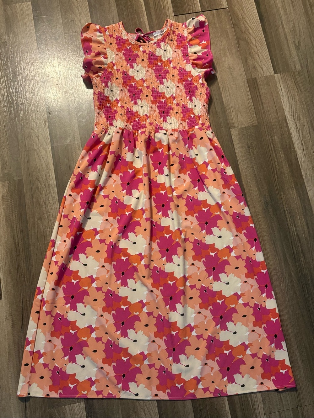 Michelle McDowell Smocked Maxi Flutter Sleeve Dress